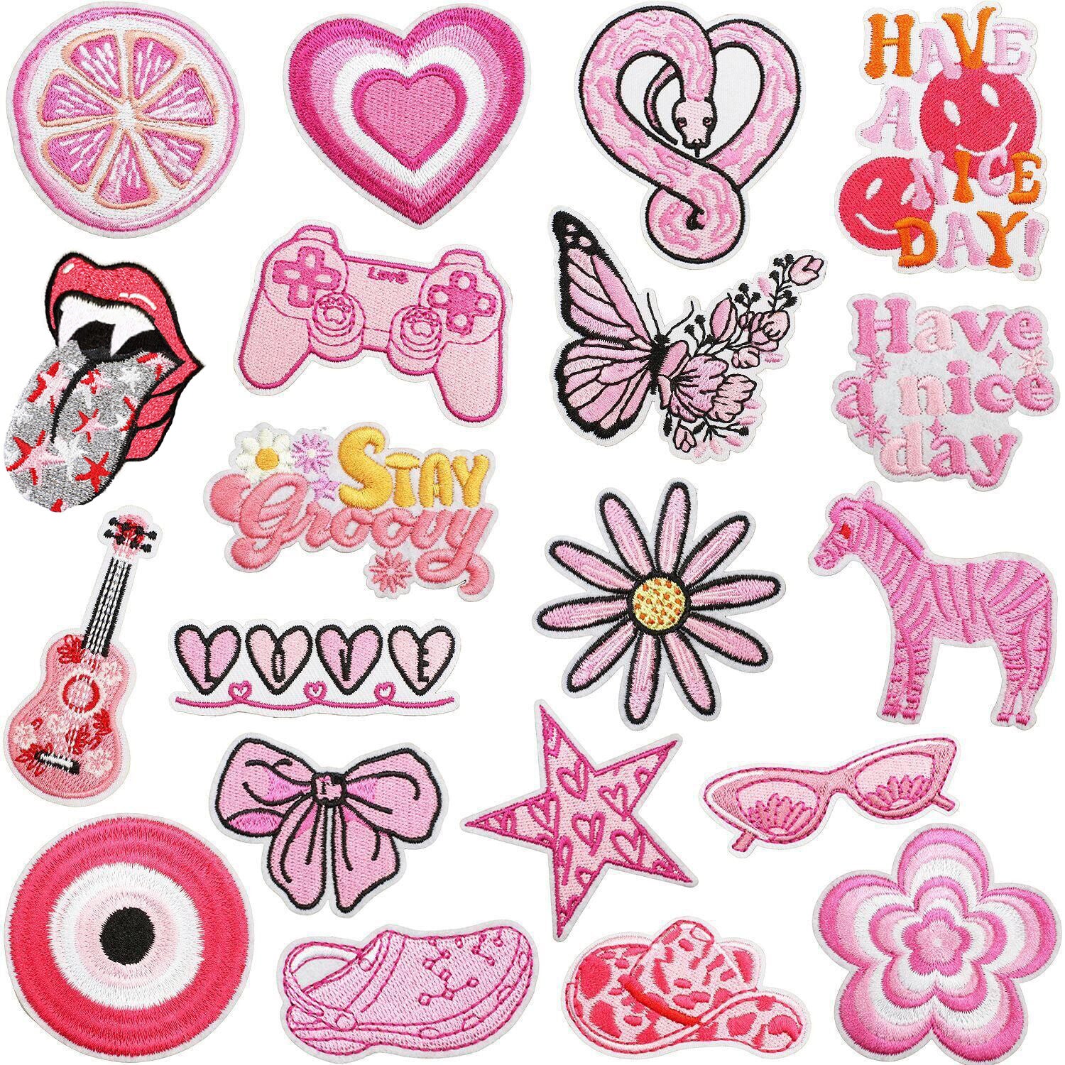 Wholesale Pink Python Embroidered Cloth Sticker